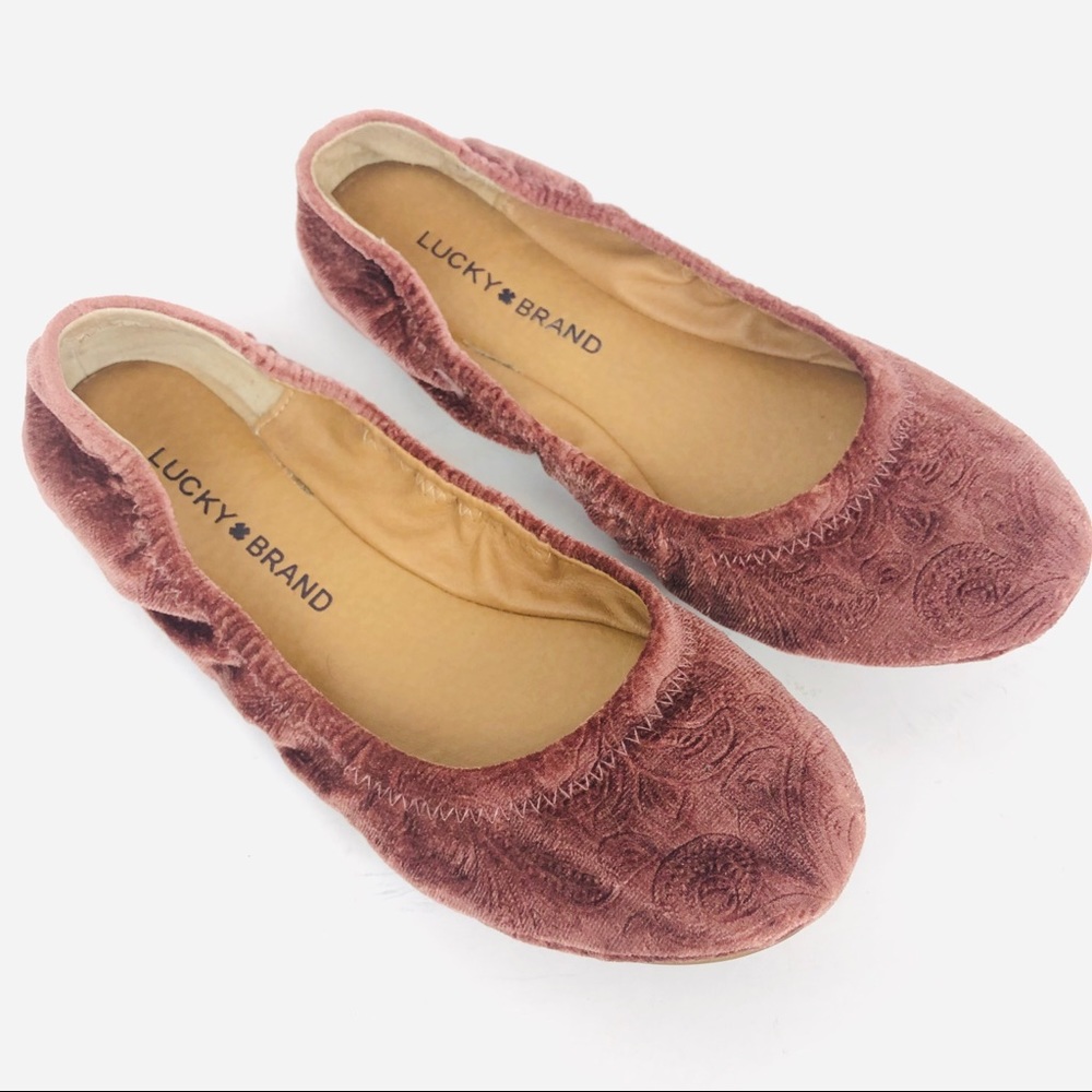 Lucky Brand Emmie Velvet sable ballet flats size 6